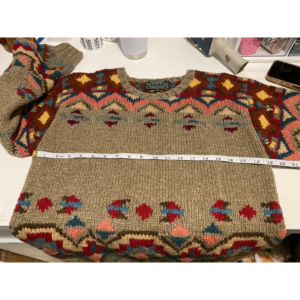 RARE Ralph Lauren Country 80s Vintage Horse Southwestern Pattern Wool Sweater - Picture 3 of 11